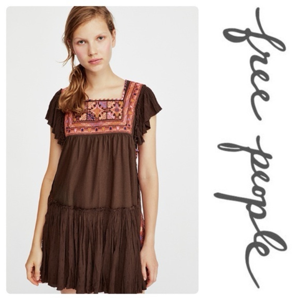 Free People Mocha Boho Dress